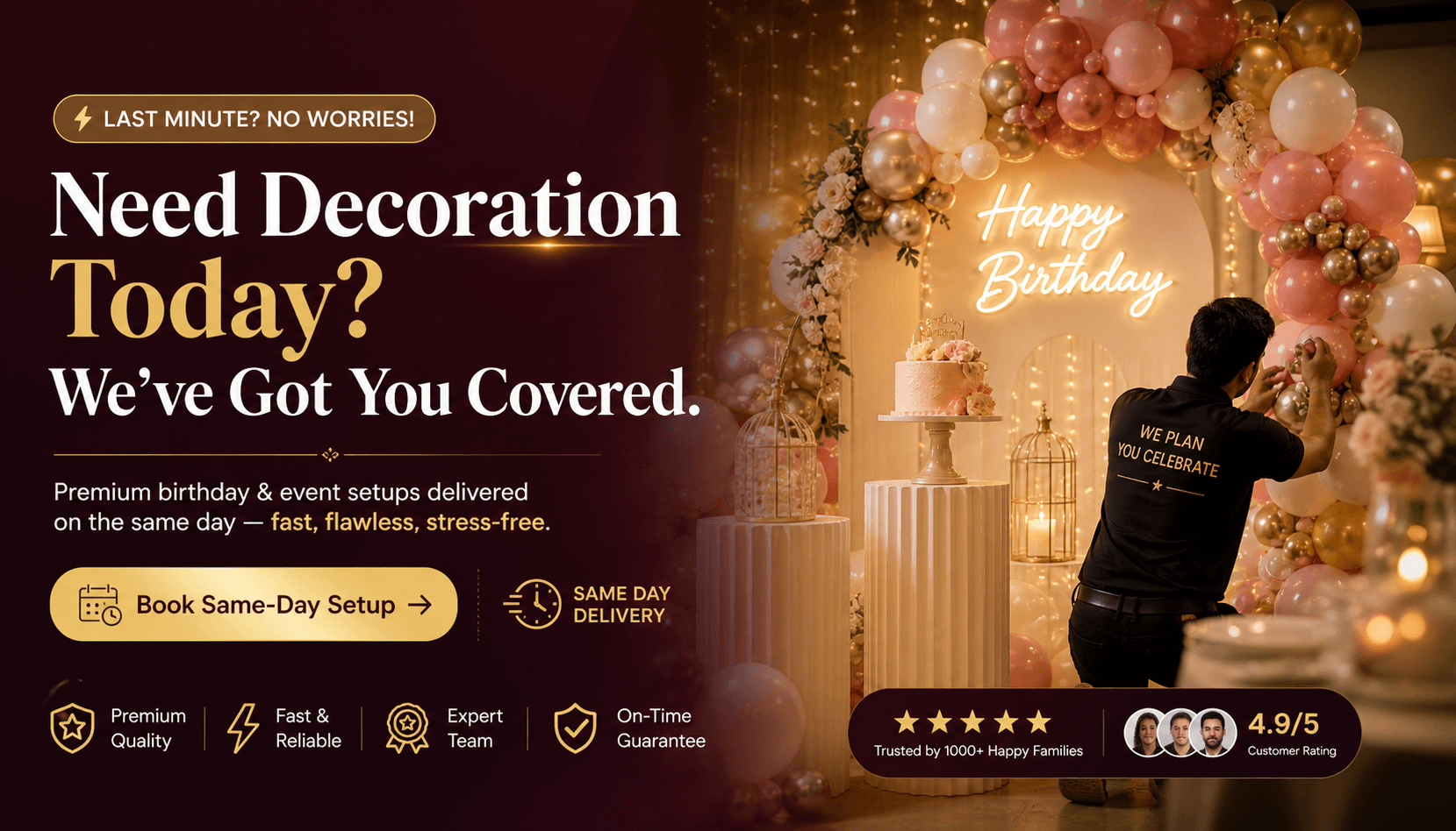 Same day birthday decoration banner